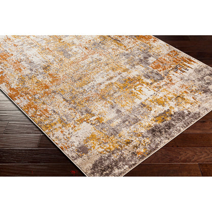 JEEVIKA Abstract Modern Marble Orange Area Rug Corner