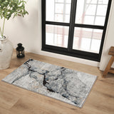 Lyna Abstract Modern Marble Ivory Grey Rug
