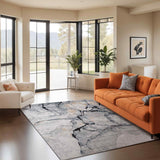 Lyna Abstract Modern Marble Ivory Grey Rug