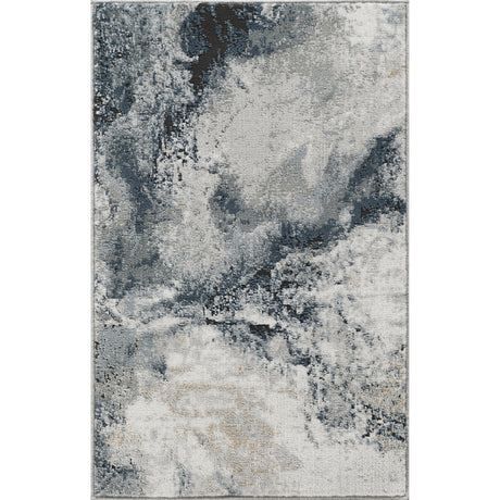 Emma Abstract Modern Marble Dark Blue Rug - Image 1