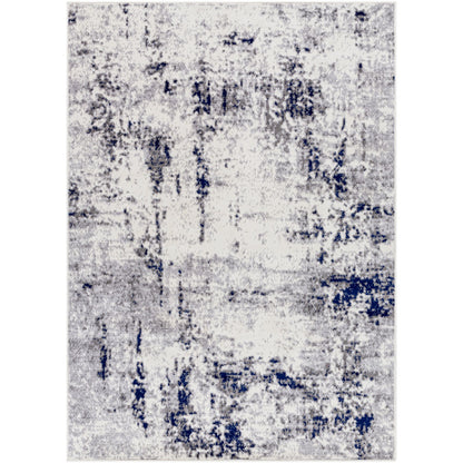 JOSEFA Abstract Modern Marble Dark Blue Area Rug Flat
