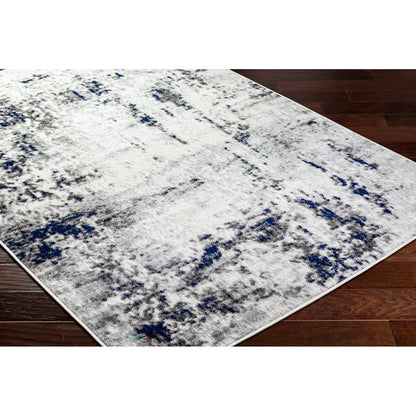 JOSEFA Abstract Modern Marble Dark Blue Area Rug Corner