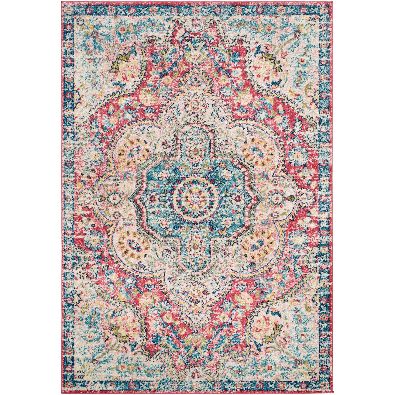 JULIA Vintage Oriental Boho Rose Area Rug Flat