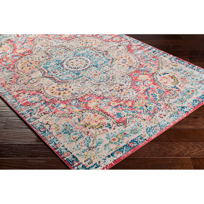 JULIA Vintage Oriental Boho Rose Area Rug Corner
