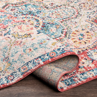 JULIA Vintage Oriental Boho Rose Area Rug Fold