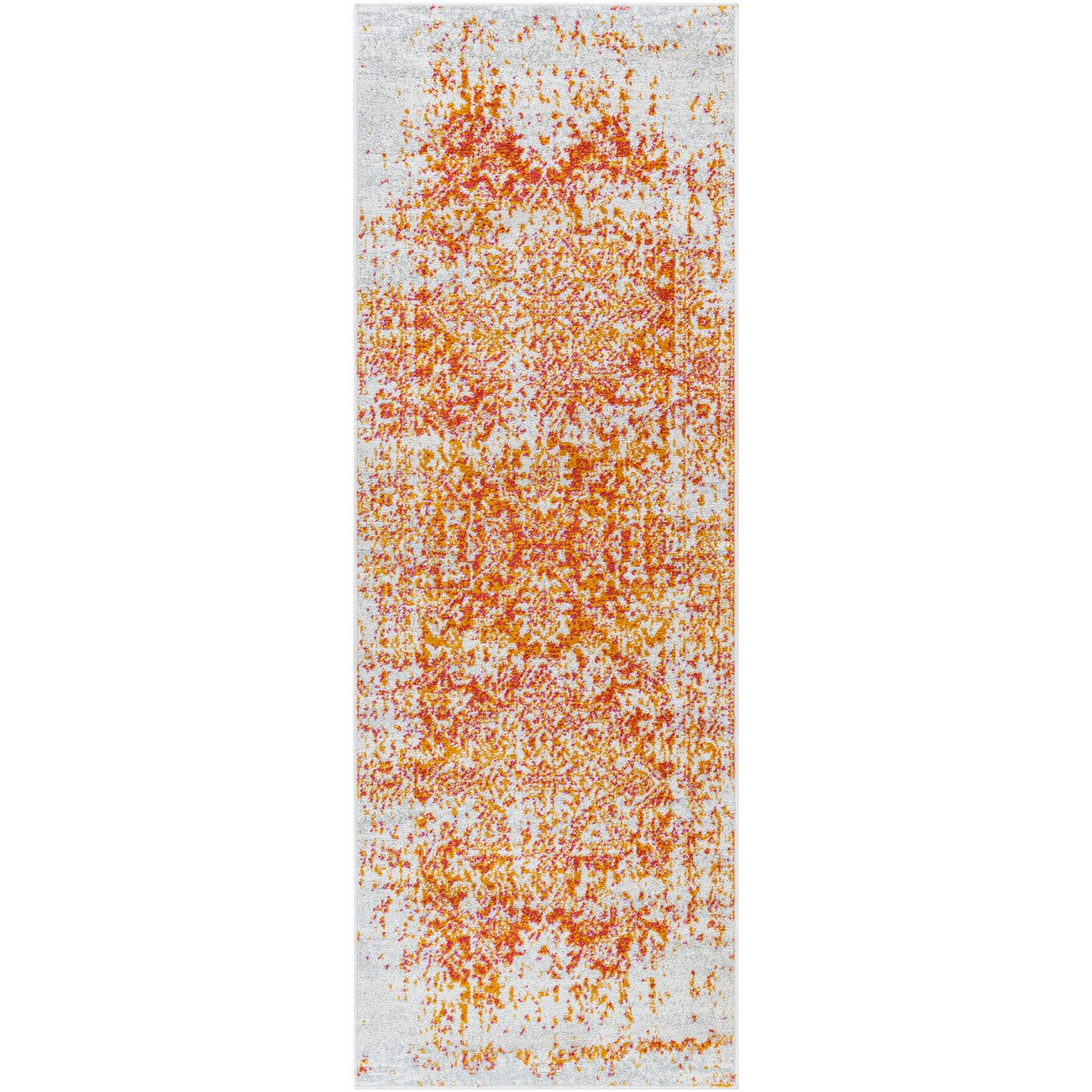 JULIETTE Vintage Traditional Oriental Boho Orange/White Area Rug Flat