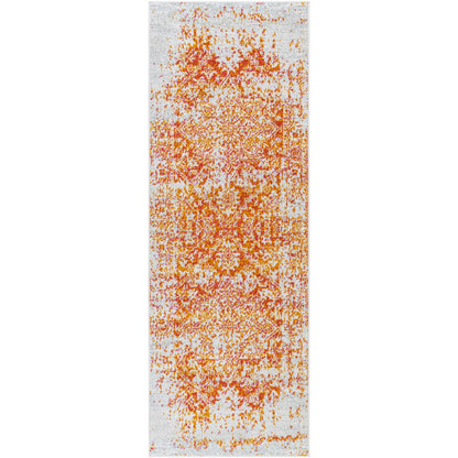 JULIETTE Vintage Traditional Oriental Boho Orange/White Area Rug Flat