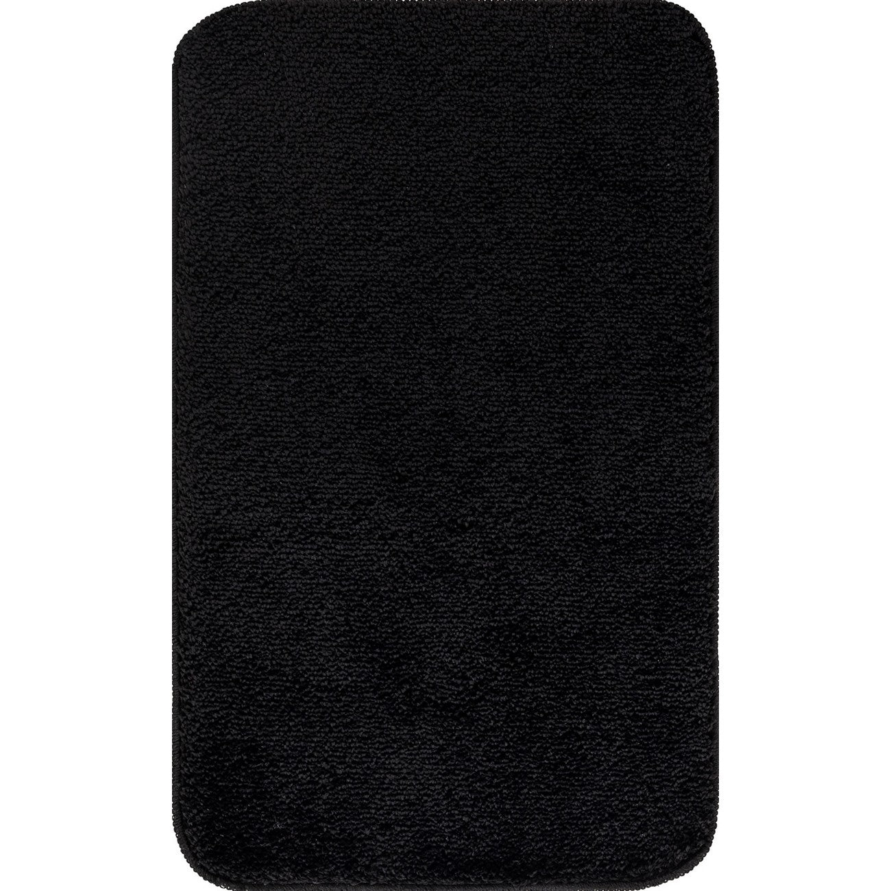 JUNE Machine Washable Non-Slip Black Bathroom Rug Flat
