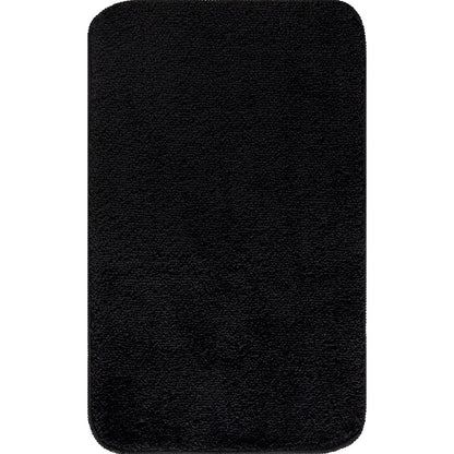 JUNE Machine Washable Non-Slip Black Bathroom Rug Flat
