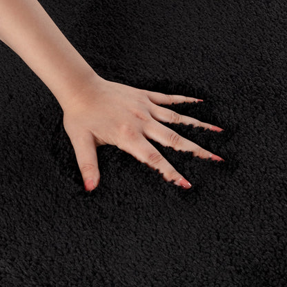 JUNE Machine Washable Non-Slip Black Bathroom Rug Front