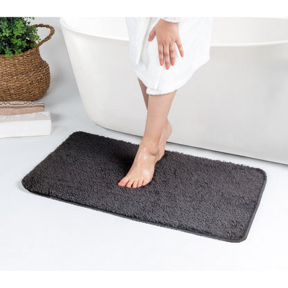 JUNE Machine Washable Non-Slip Grey Bathroom Rug Roomscene