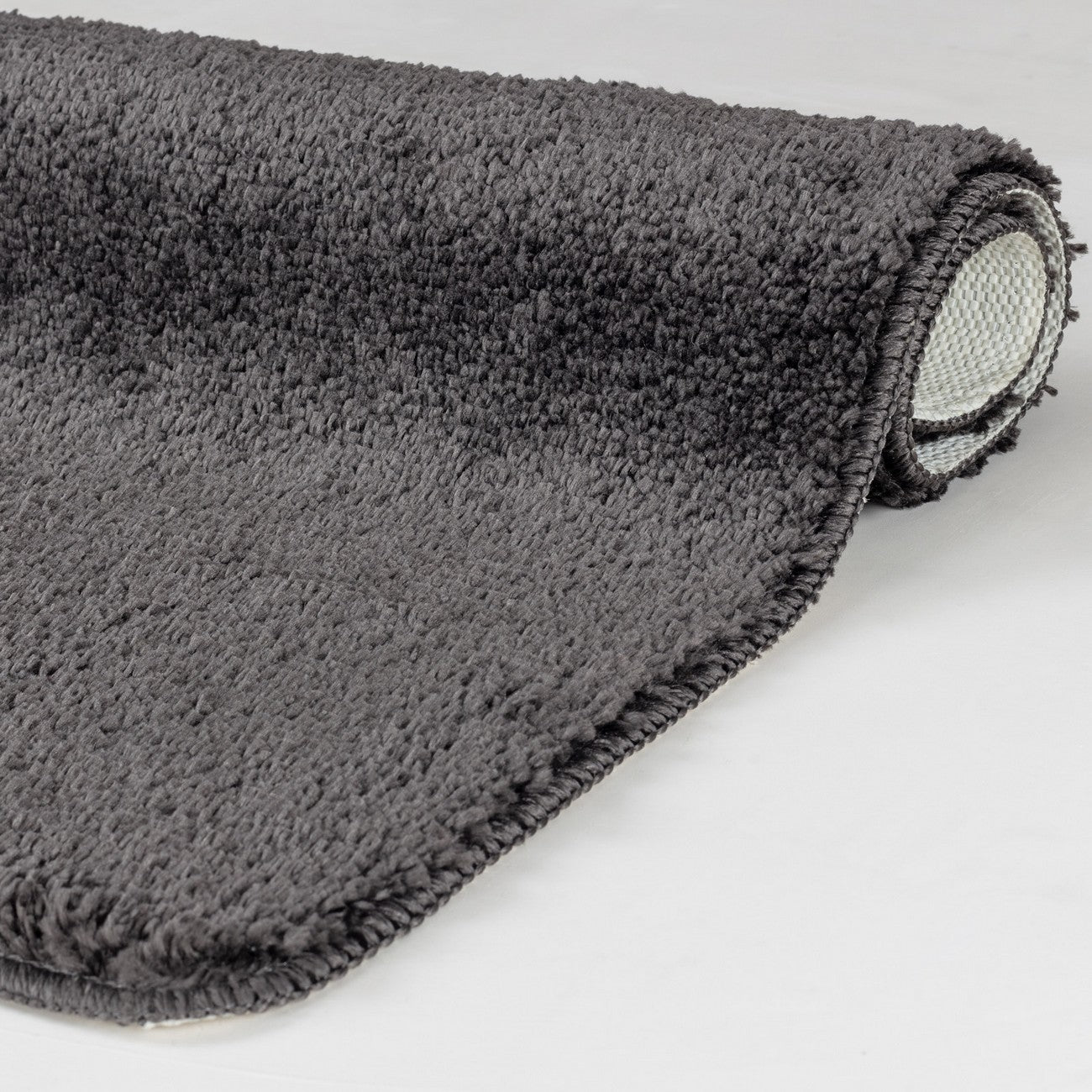 JUNE Machine Washable Non-Slip Grey Bathroom Rug Fold