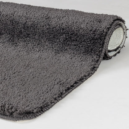 JUNE Machine Washable Non-Slip Grey Bathroom Rug Fold