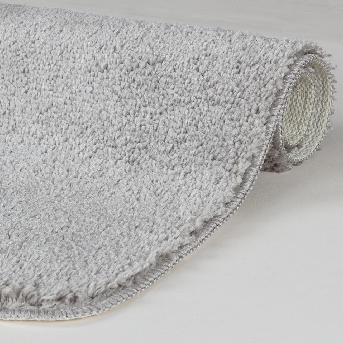 JUNE Machine Washable Non-Slip Light Grey Bathroom Rug Fold