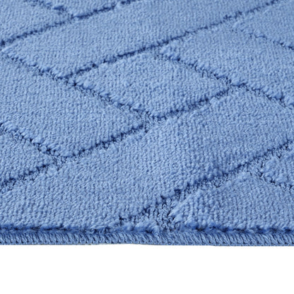 JUNIPER 2 Piece Machine Washable Non-Slip Blue Bathroom Rug Set Texture