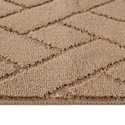 JUNIPER 2 Piece Machine Washable Non-Slip Brown Bathroom Rug Set Texture