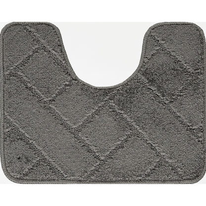 JUNIPER 2 Piece Machine Washable Non-Slip Dark Grey Bathroom Rug Set Pedestal