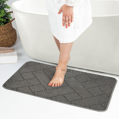 JUNIPER 2 Piece Machine Washable Non-Slip Dark Grey Bathroom Rug Set Roomscene