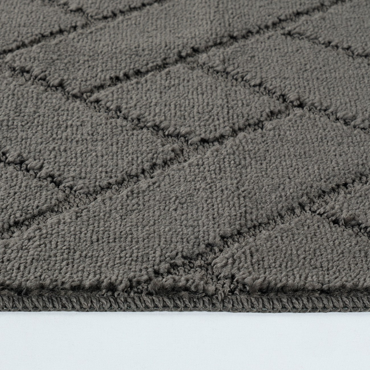 JUNIPER 2 Piece Machine Washable Non-Slip Dark Grey Bathroom Rug Set Texture