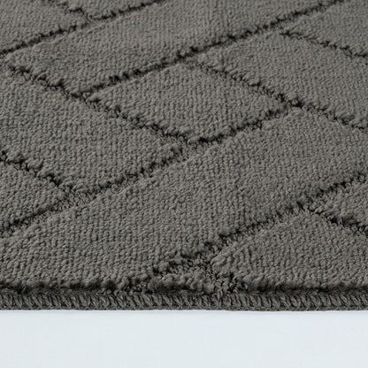 JUNIPER 2 Piece Machine Washable Non-Slip Dark Grey Bathroom Rug Set Texture