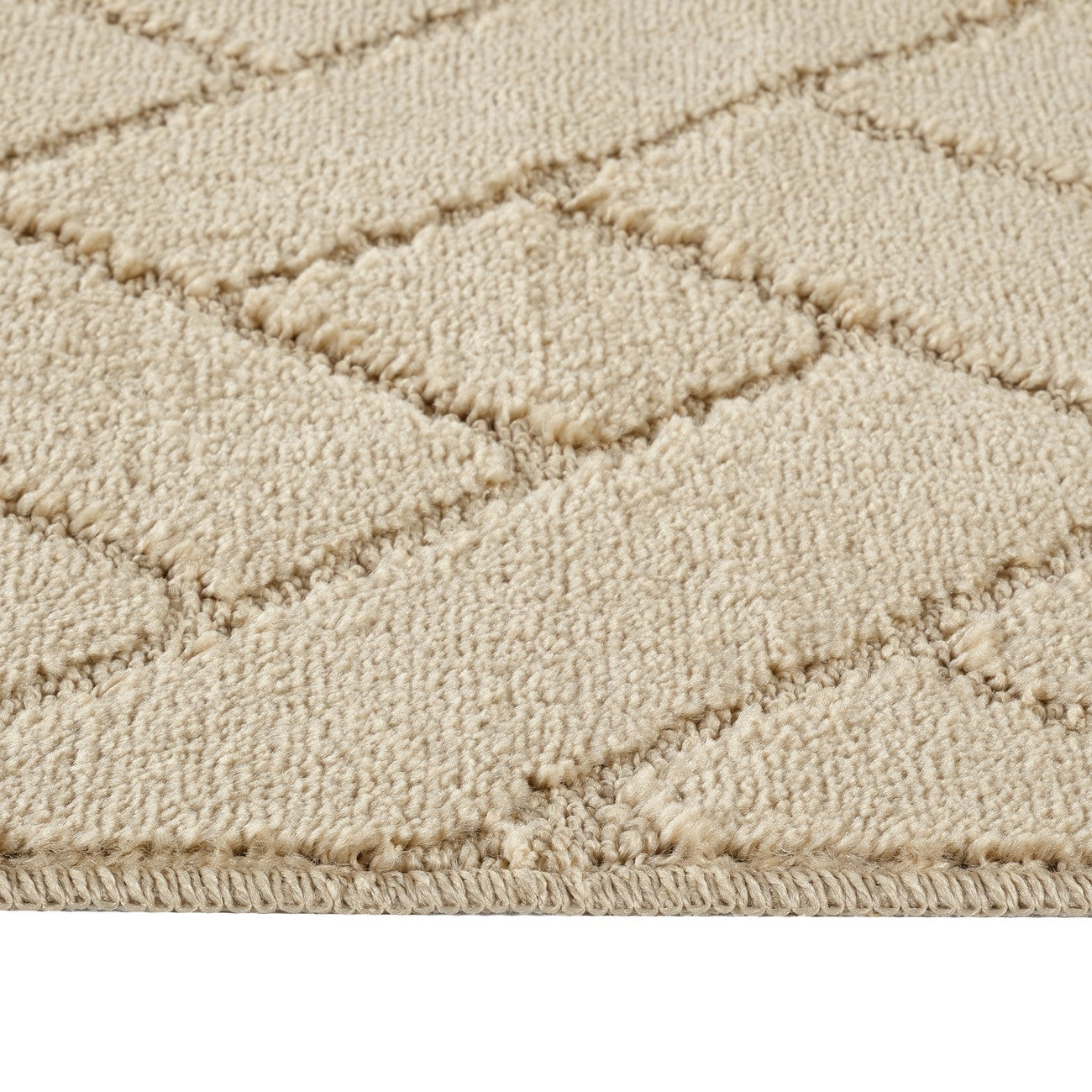 JUNIPER 2 Piece Machine Washable Non-Slip Light Beige Bathroom Rug Set Texture