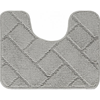 JUNIPER 2 Piece Machine Washable Non-Slip Light Grey Bathroom Rug Set Pedestal