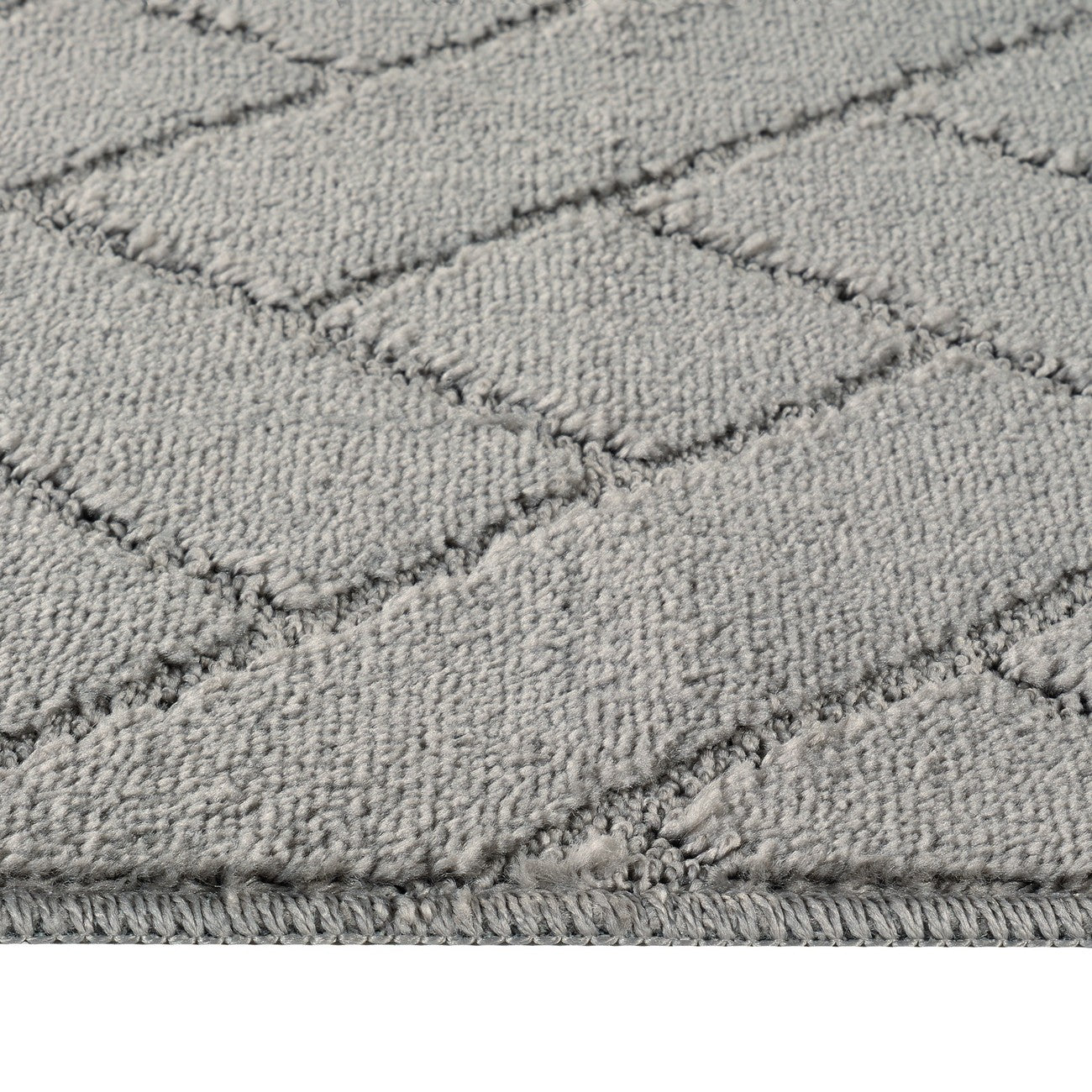 JUNIPER 2 Piece Machine Washable Non-Slip Light Grey Bathroom Rug Set Texture