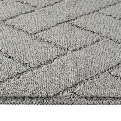 JUNIPER 2 Piece Machine Washable Non-Slip Light Grey Bathroom Rug Set Texture