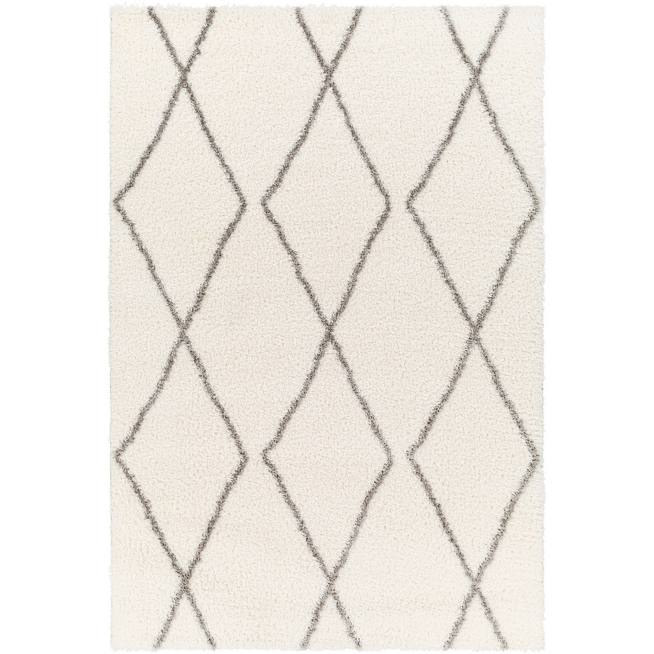 JUNO Shaggy Modern Plush Pile Ivory Area Rug Flat