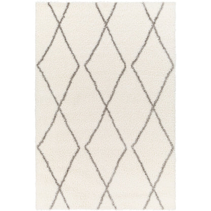 JUNO Shaggy Modern Plush Pile Ivory Area Rug Flat