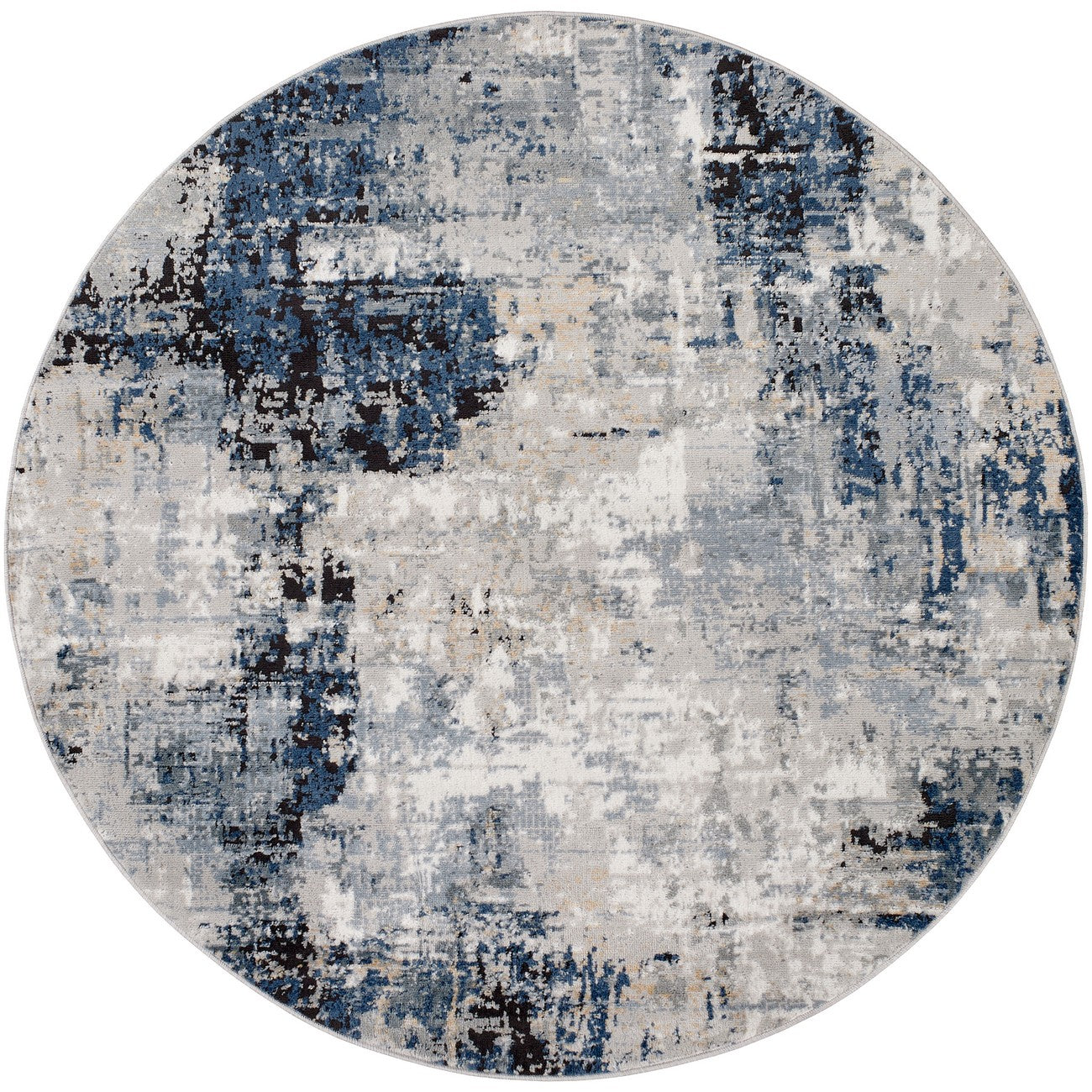 LENA Abstract Modern Marble Denim Area Rug Flat