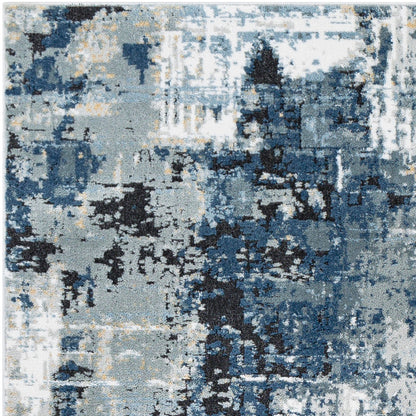 LENA Abstract Modern Marble Denim Area Rug Zoom