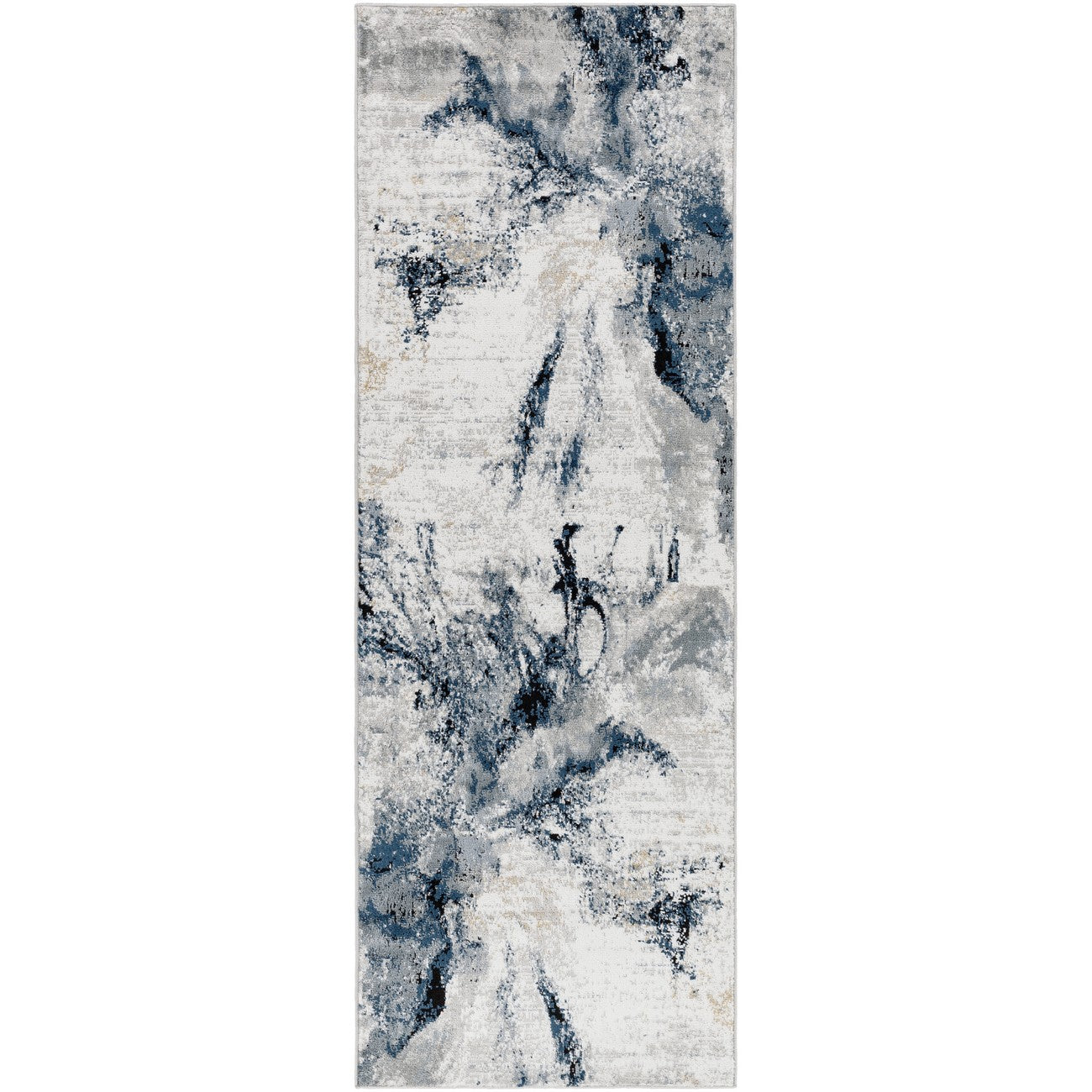EMMA Abstract Modern Marble Dark Blue Area Rug Flat