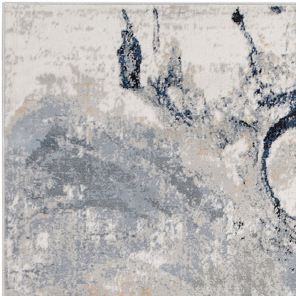 EMMA Abstract Modern Marble Dark Blue Area Rug Zoom