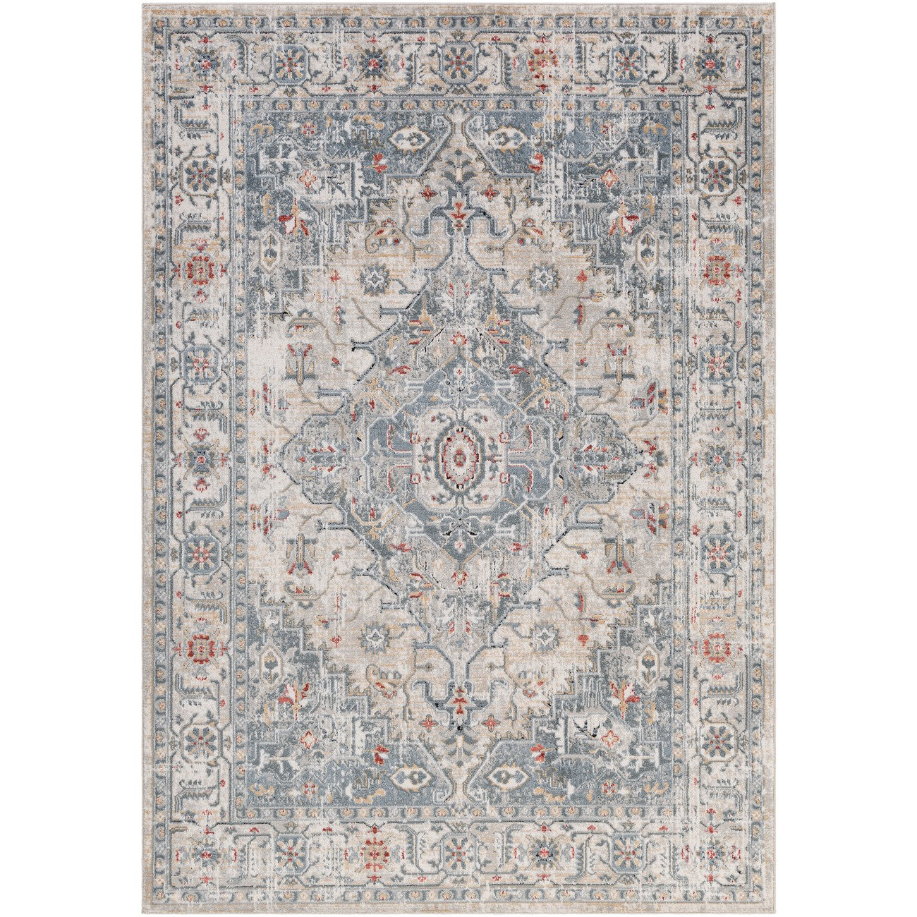 DALILA Vintage Traditional Oriental Boho Medium Grey Area Rug Flat