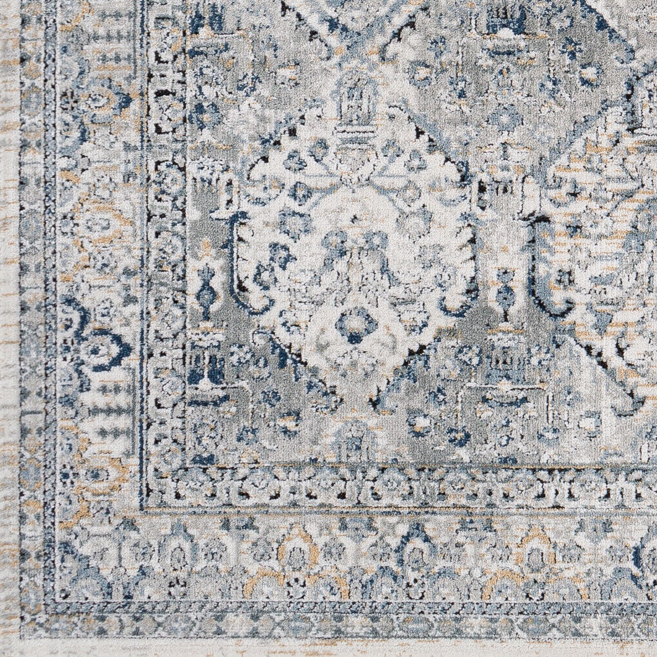CAMILA Vintage Traditional Oriental Boho Light Grey Area Rug Swatch