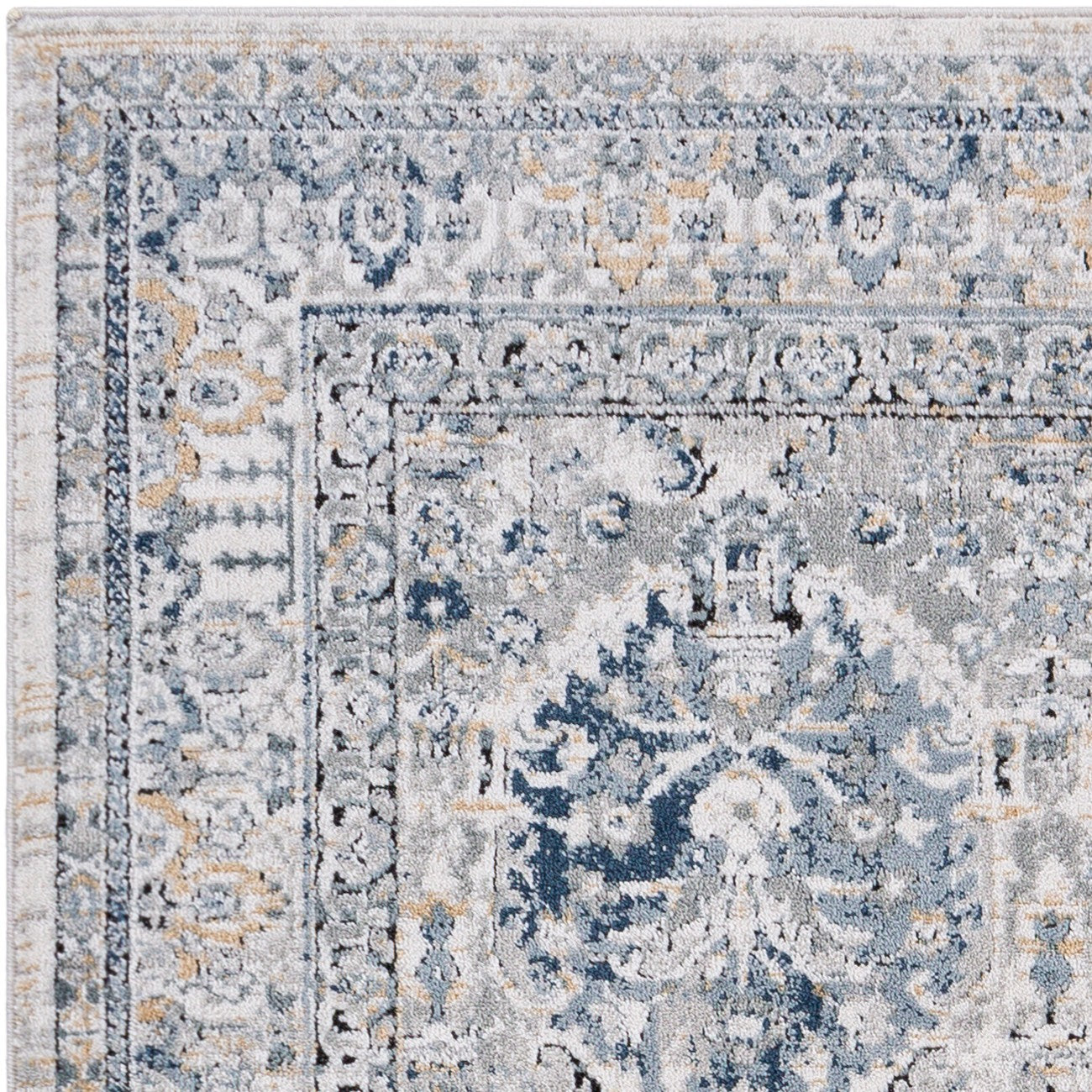 CAMILA Vintage Traditional Oriental Boho Light Grey Area Rug Zoom