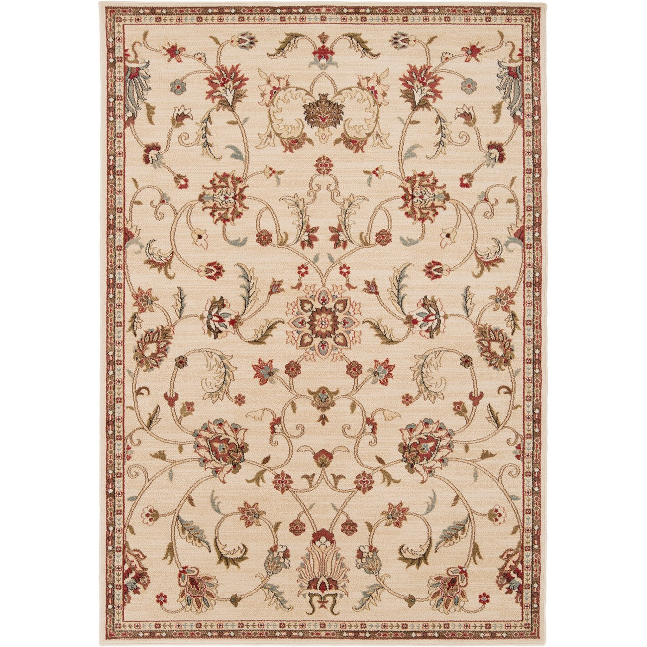 KABANI Scandi Traditional Boho Khaki Area Rug Flat