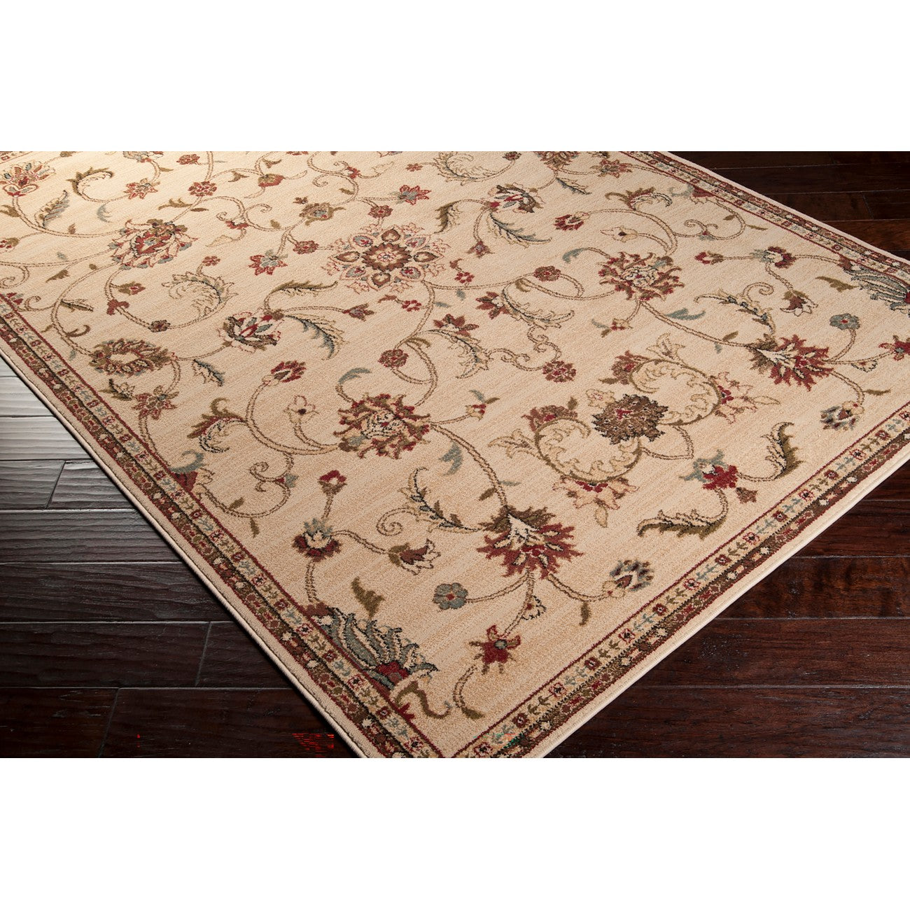 KABANI Scandi Traditional Boho Khaki Area Rug Corner