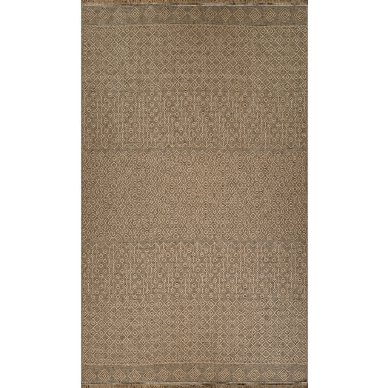 KASHVI Cottage Tan Machine Washable Jute Area Rug Flat