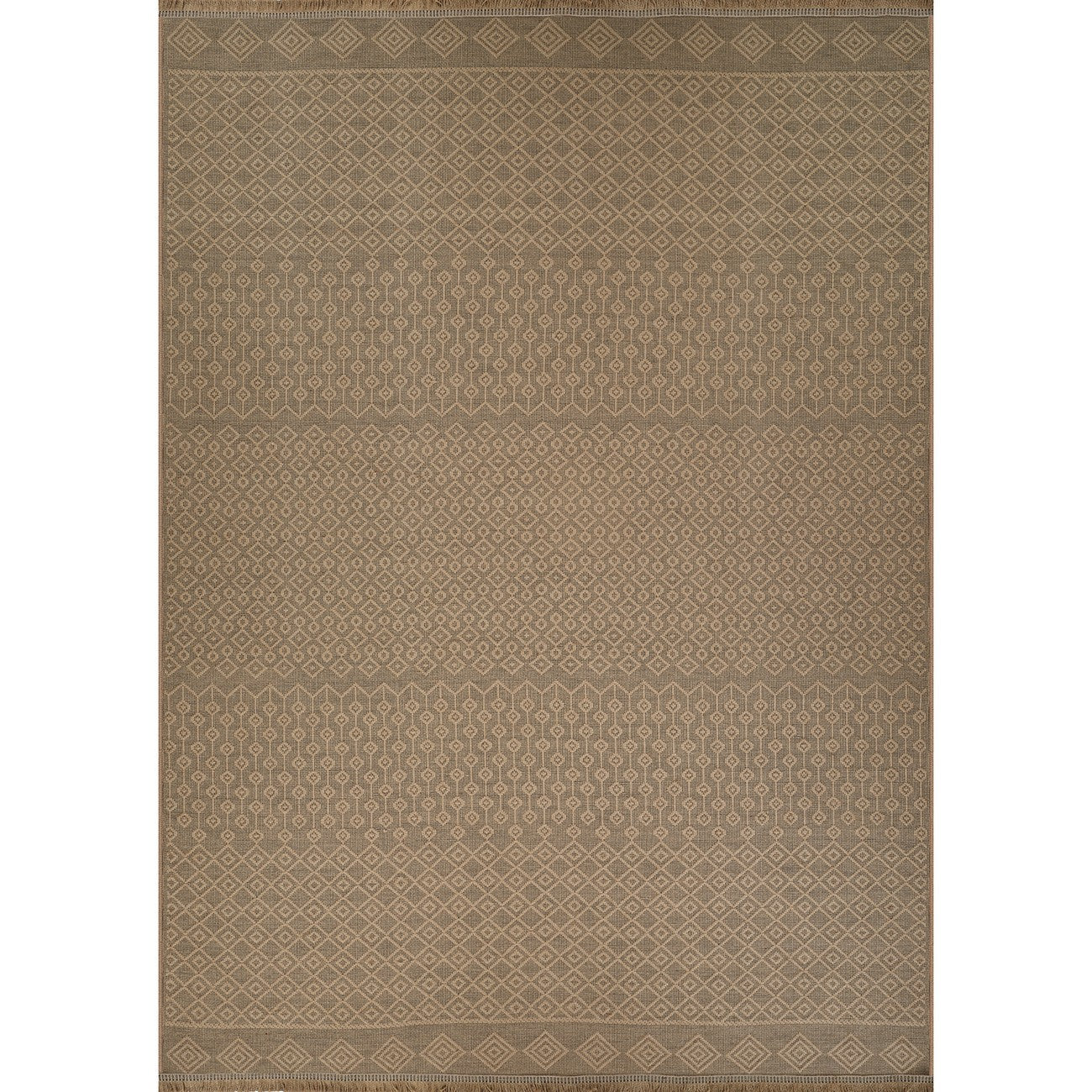 KASHVI Cottage Tan Machine Washable Jute Area Rug Flat