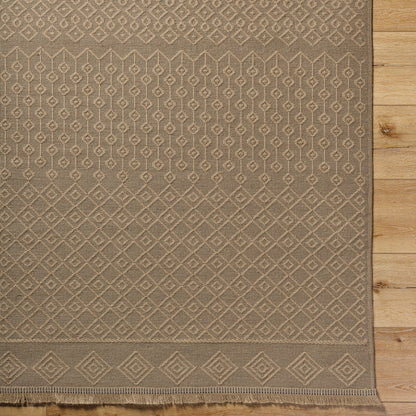 KASHVI Cottage Tan Machine Washable Jute Area Rug Overhead
