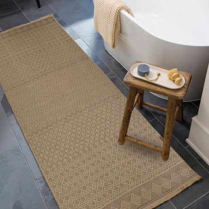 KASHVI Cottage Tan Machine Washable Jute Area Rug Roomscene