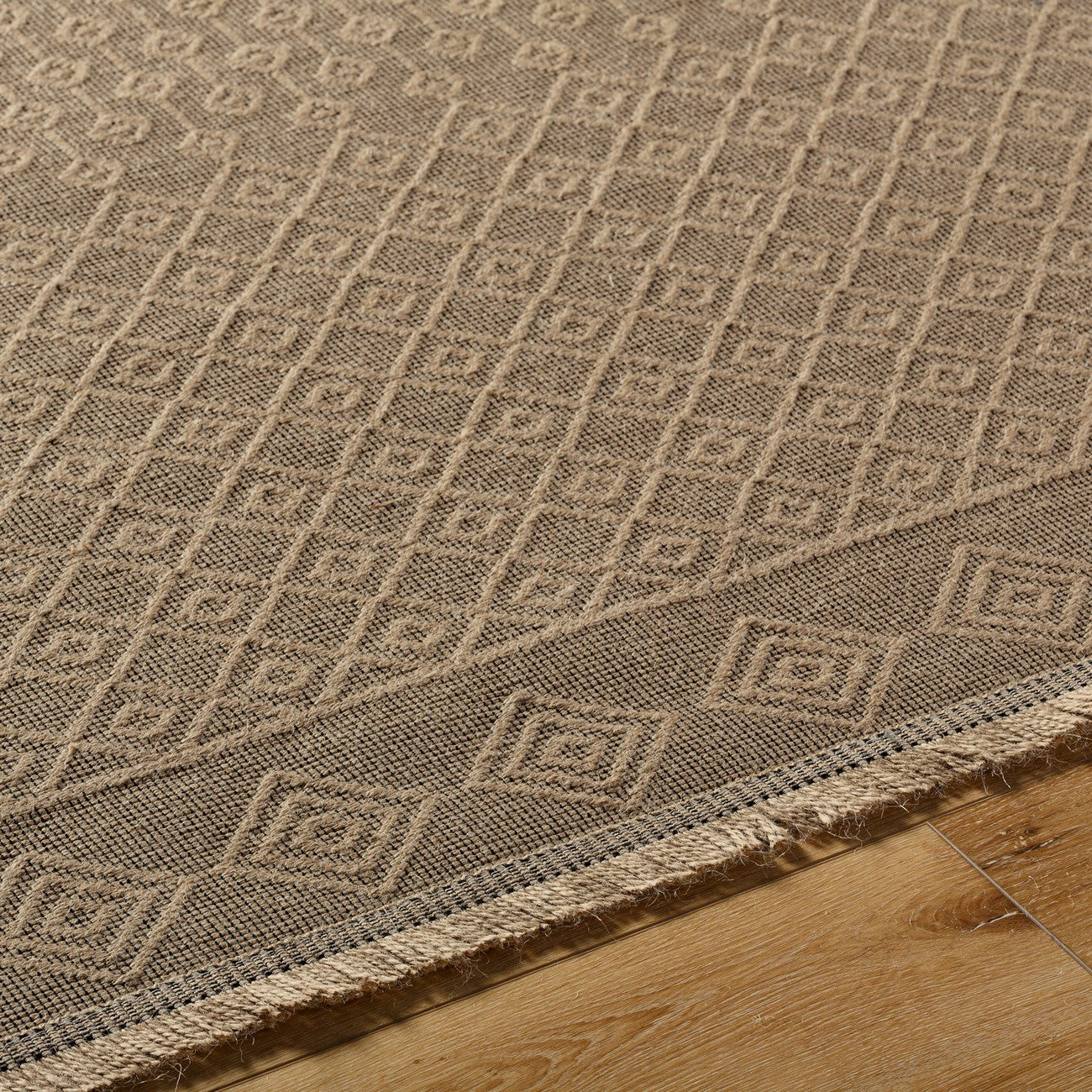 KASHVI Cottage Tan Machine Washable Jute Area Rug Texture