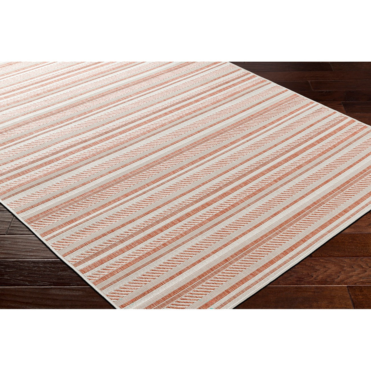 KAVITA Indoor & Outdoor Global Coral/Pink Area Rug Corner