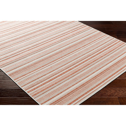 KAVITA Indoor & Outdoor Global Coral/Pink Area Rug Corner
