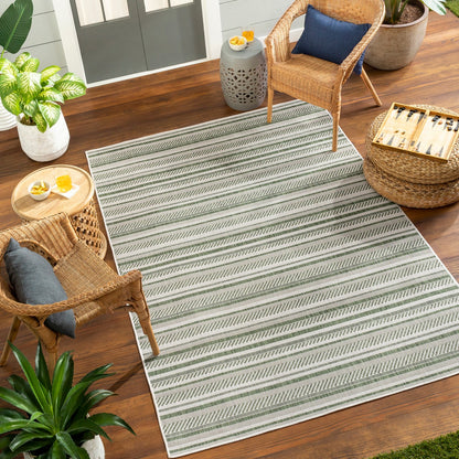 KAVITA Indoor & Outdoor Global Moss Green Area Rug Roomscene