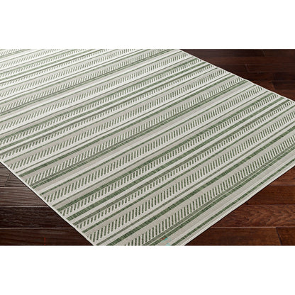 KAVITA Indoor & Outdoor Global Moss Green Area Rug Corner