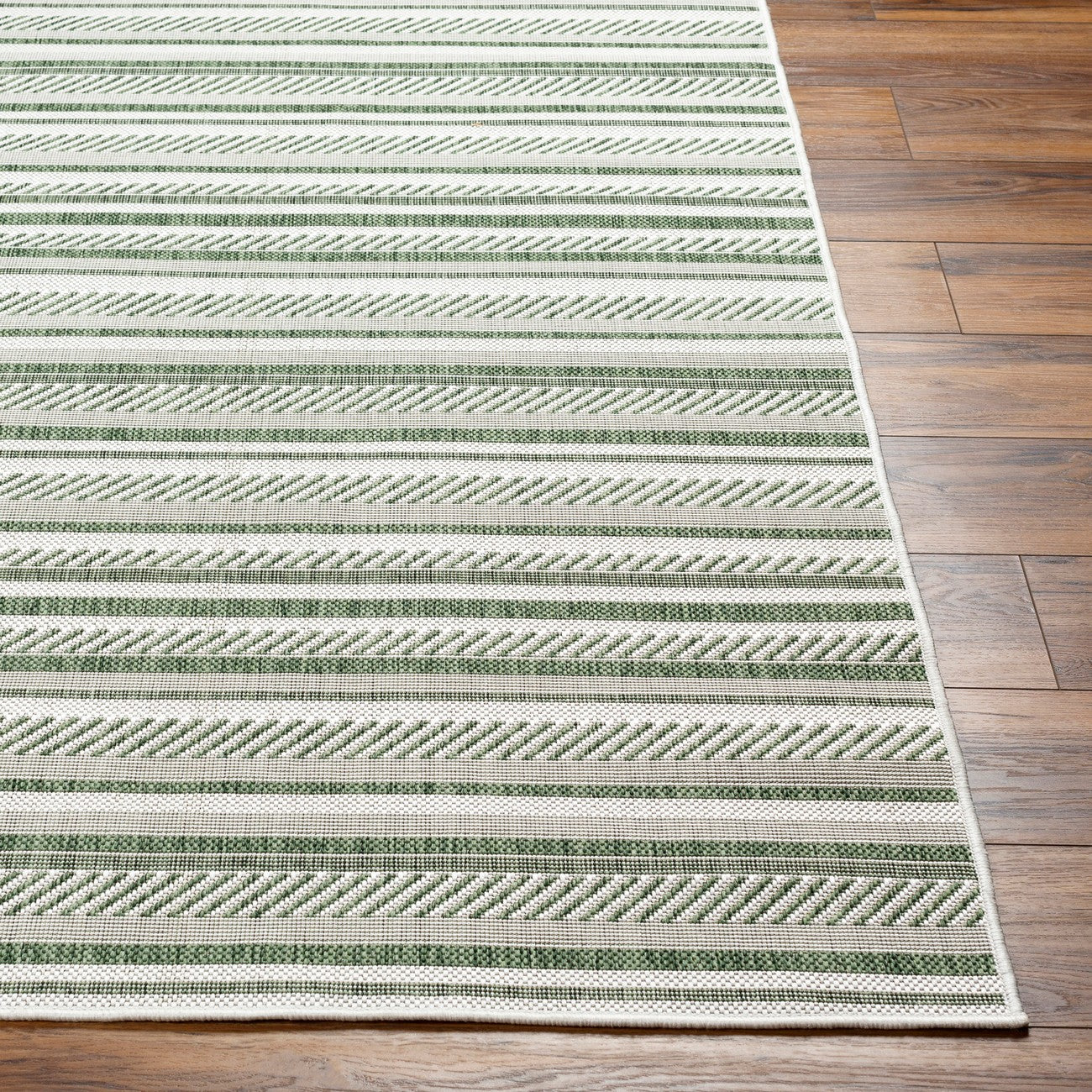KAVITA Indoor & Outdoor Global Moss Green Area Rug Front