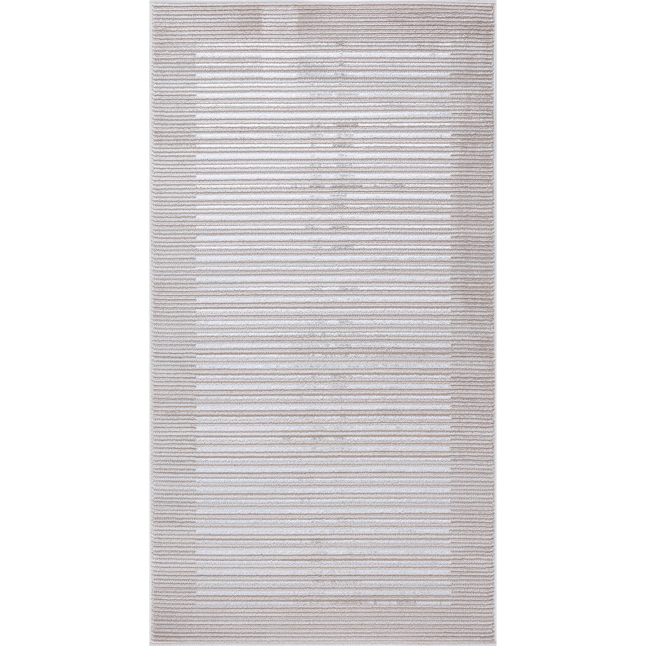 KAYSA Scandi Modern Beige/White Striped Area Rug Flat